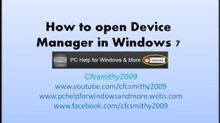 How to open Device Manager in Windows 7