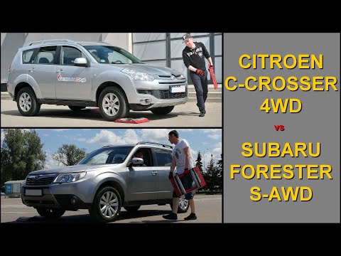 SLIP TEST - Mitsubishi Outlander AWC (disguised) vs Subaru Forester S-AWD - @4x4.tests.on.rollers