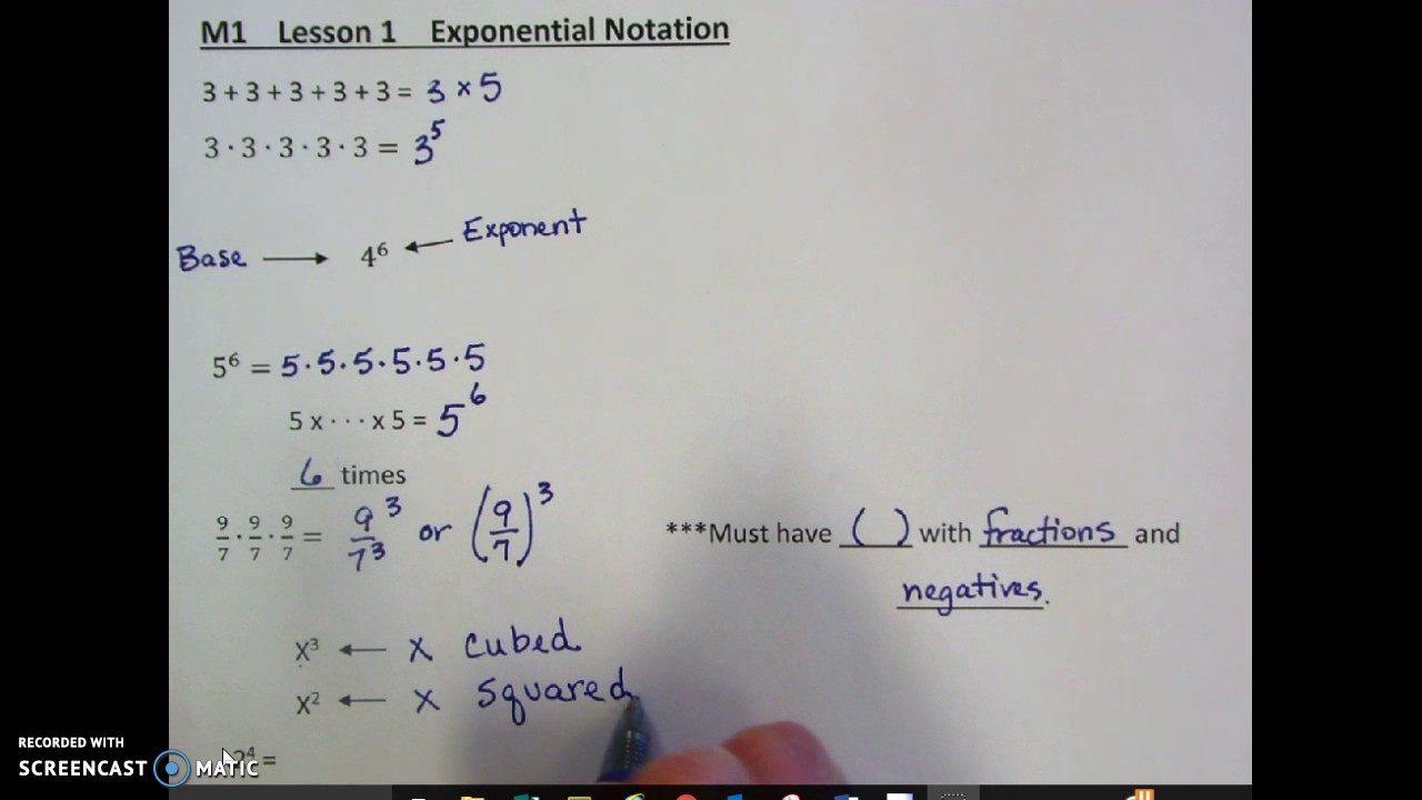 Module 1 Lesson 1 Exponential Notation - YouTube