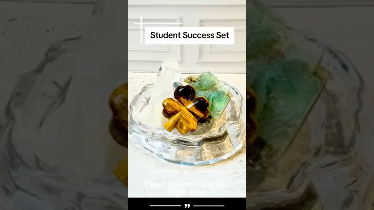 Video preview: The Student Sucess Set : Clear Quartz, Fluorite and Tiger Eye Crystal Display Sets