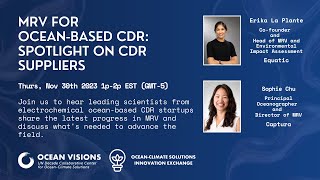 Ocean-Climate Solutions Innovation Exchange | MRV for Ocean Based CDR:  Spotlight on CDR Suppliers