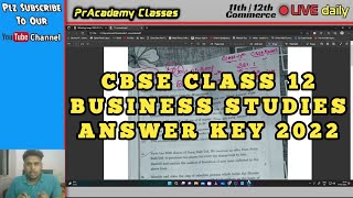 Class 12 Business Studies Answer Key 2022  Class 12 Business Studies Paper Solution 2022
