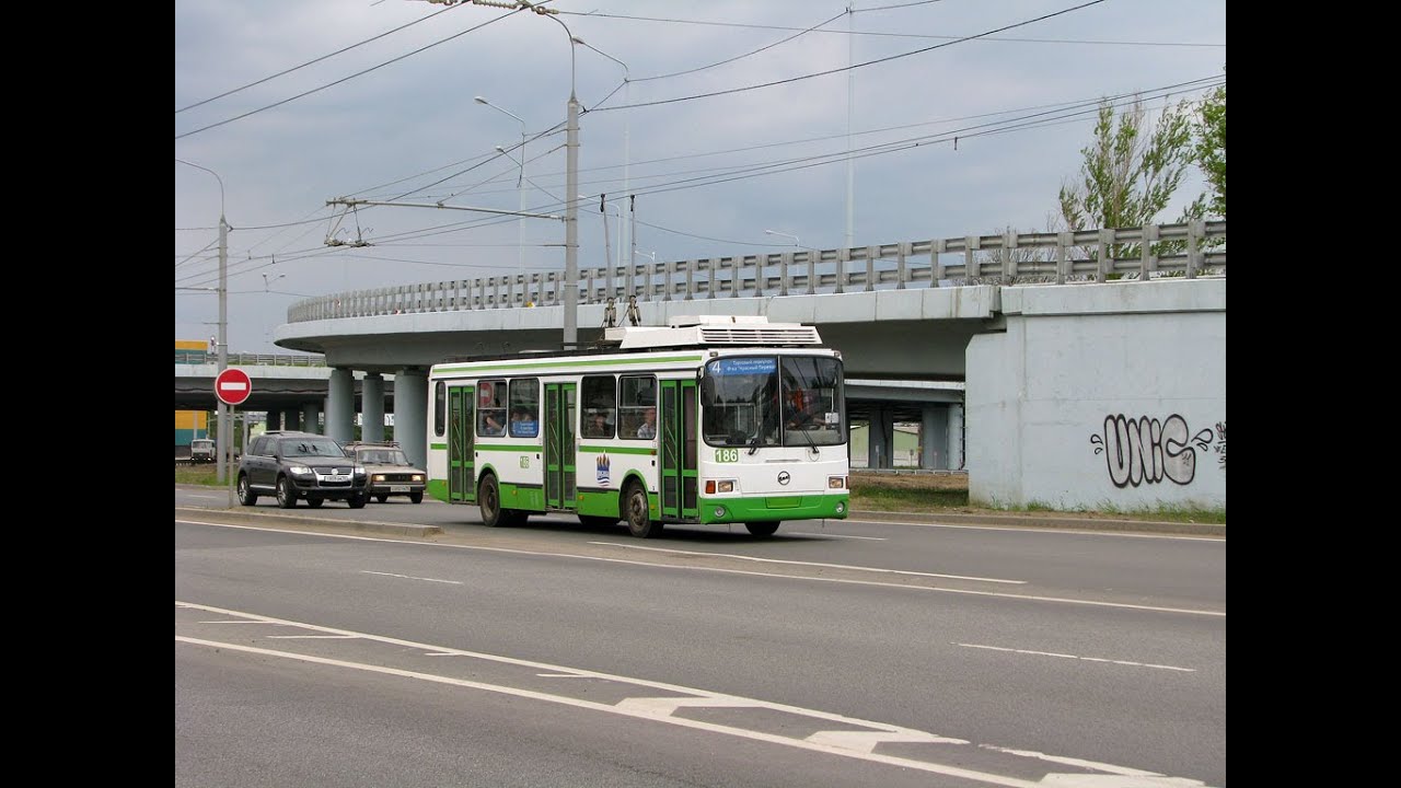 Троллейбус, 4-й маршрут (целиком). Ярославль. Вид из кабины.