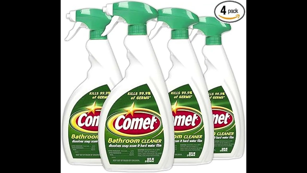Comet Bathroom Cleaner Spray - 32oz (4 Pack) | Dissolves Soap Scum & Hard Water Film Effortlessly!