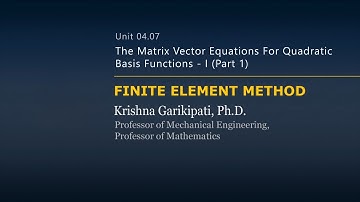 The Matrix Vector Equations for Quadratic Basis Functions - 3 - Part 1