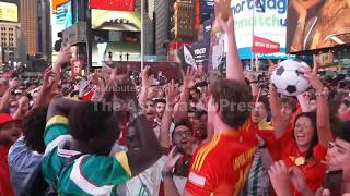 Fans flood Times Square to celebrate Spains World Cup victory