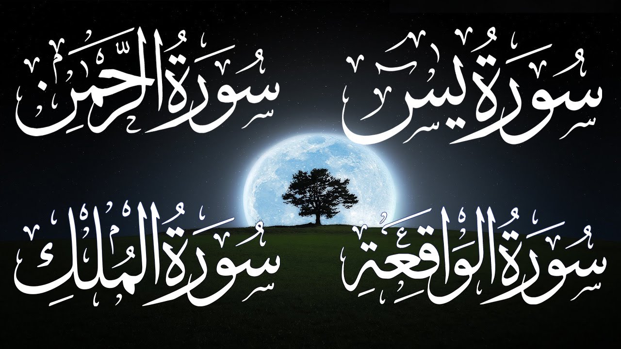 ‏‏‏‏‏‏سورة يس+الواقعة+الرحمن+الملك شغلها بنية التدبروجلب الرزق وقضاء الدين وتفريج الهم وتيسير الامور