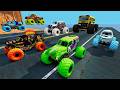 Monster Jam Fire &amp; Ice Grave Digger Big Trucks Racing, Freestyle and High Speed Jumps BeamNG