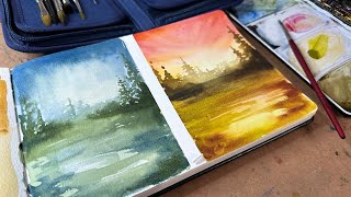 Watercolor Journal Day 71 (Cool and Warm landscapes)