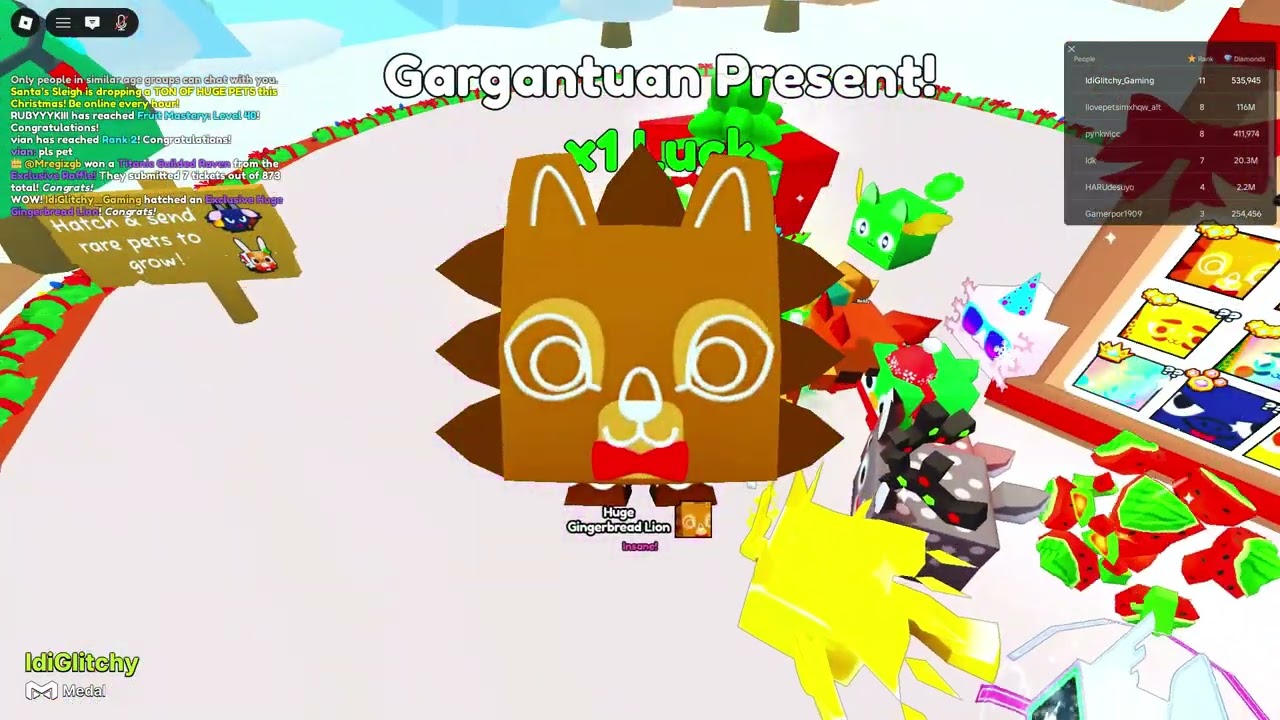 I opened 5 Gargantuan presents in pet sim 99