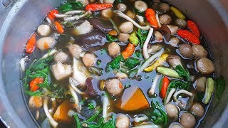 กับข้าวกับปลาโอ 583 : แกงเห็ดรวมใส่น้ำใบย่านาง เห็ดเยอะๆ แซ่บนัว spicy soup mushroom mix