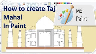 How to draw TAJMAHAL IN MS paint || How to make TAJMAHAL drawing  on computer using MS paint screenshot 5