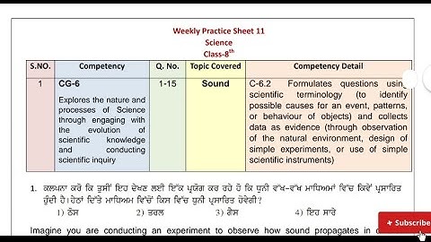 8th Class Science|Weekly Practice sheet No.11 Solution|Competency Enhancement Plan 2024