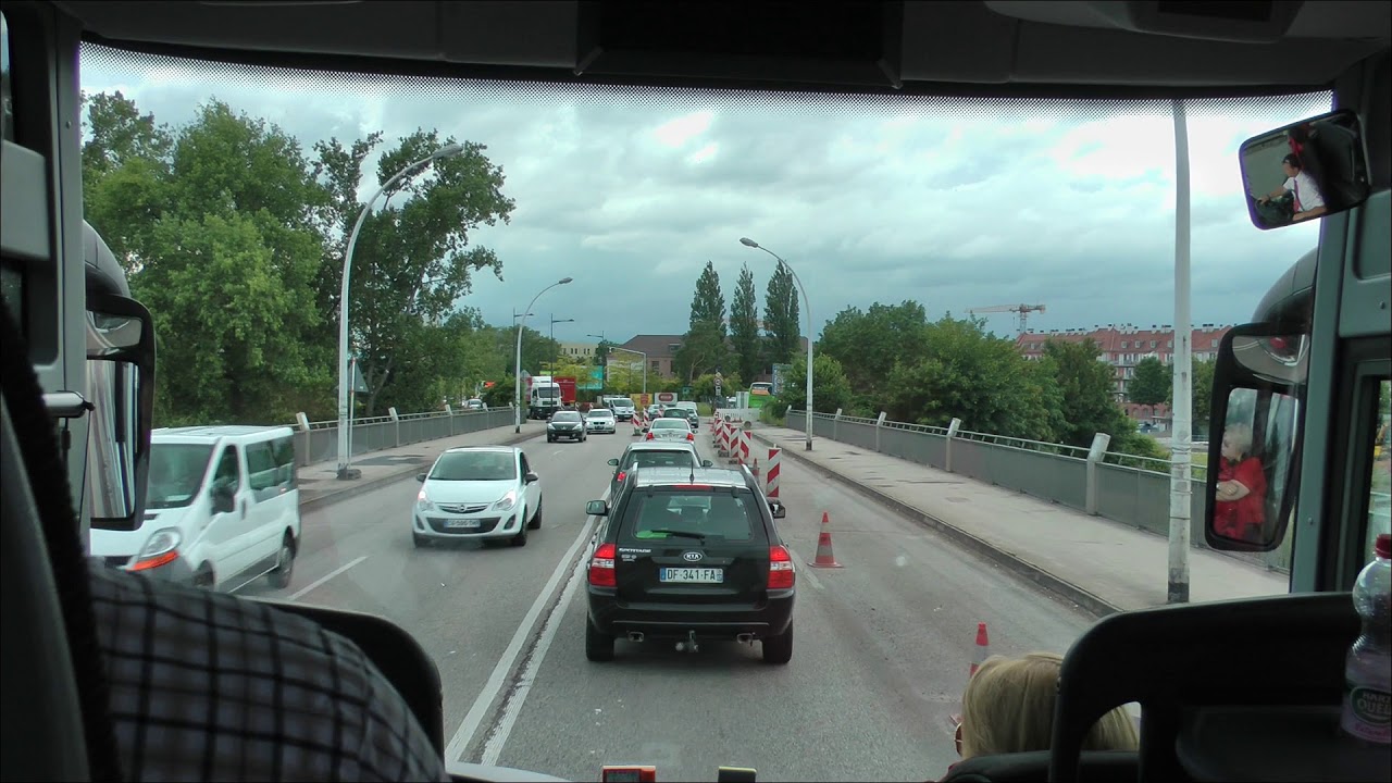 crossing the Rhine River into France at Strasbourg from Kehl, Germany