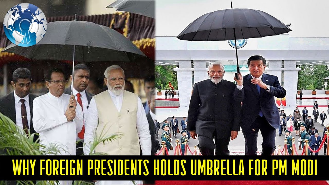 Narendra Modi Touched and Humbled As Presidents of Kyrgyzstan and Sri Lanka Hold  Umbrellas for Him; See Pics