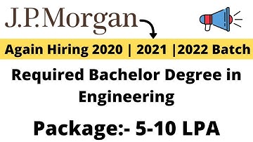 JP Morgan Chase & Co. Hiring Freshers | Eligible 2020  | 2021 | 2022 Batch | Bachelor Degree Eng