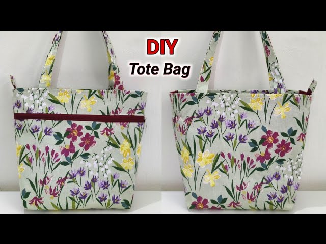 How To Sew a Recessed Zipper In A Tote Bag - AppleGreen Cottage