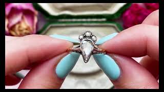 Rare Antique Crowned Heart Diamond Ring, with Antique Box #8045