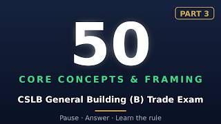 CSLB General Building (B) Trade Practice Test 2026 | Part 3: Core Concepts & Framing (50Q)