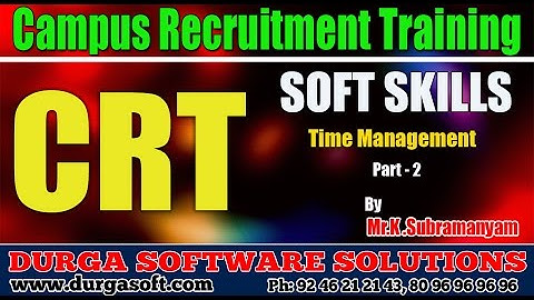 Campus Recruitment Training (CRT) Soft Skills || Time Management Part - 2  by Subramanyam