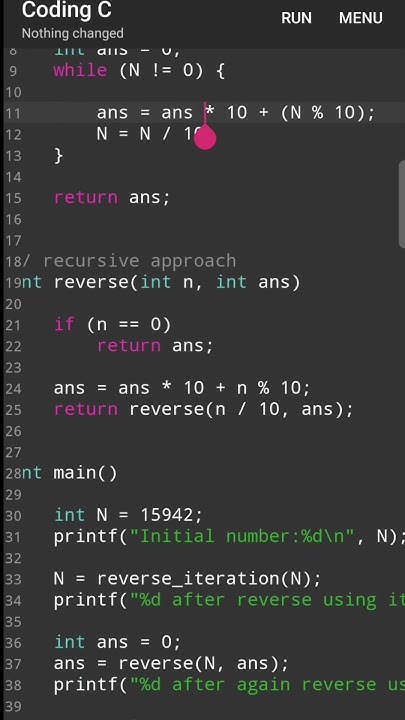 Write a Program to reverse a number #codingtutorial #ccode - YouTube