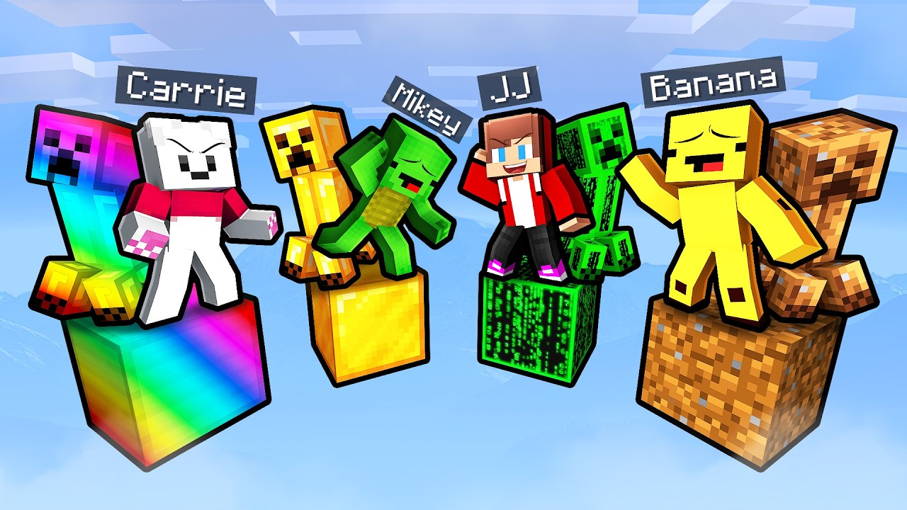 Mikey and JJ Minecraft - NOOB vs PRO Creeper One Block - Maizen