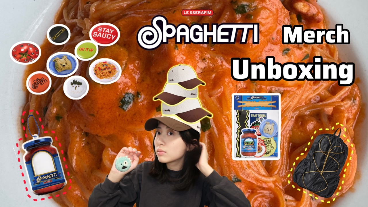 開箱 LE SSERAFIM SPAGHETTI 周邊：這款後背包必收！帽子、卡套、貼紙、徽章細節大公開