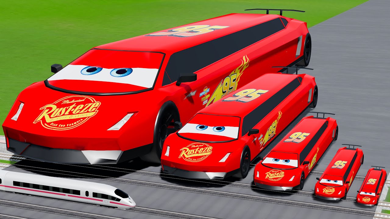 Big & Small Long Lamborghini McQueen VS Train | BeamNG.drive