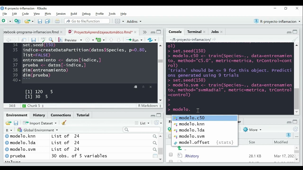 Introducción a R. Caso práctico aprendizaje automático. Entrenamiento y evaluación de  | 41/41 | UPV