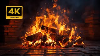 Relaxing Fireplace (3 Hours) & Crackling Fire Sounds  4K ULTRA HD Fireplace With Burning Logs