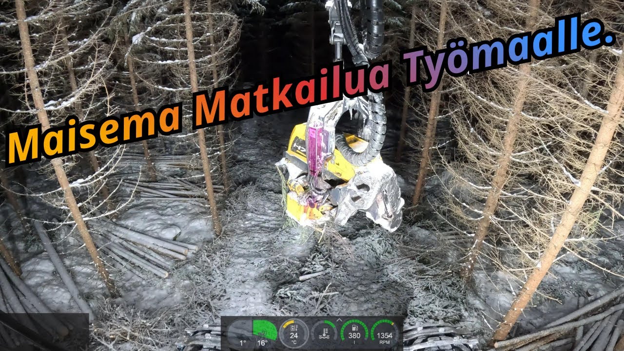 Pitkä Matka ja Rapsakka Keli Ajella Savotalle Jatkamaan Hakkuuta. Ponsse Scorpion K AC New H7