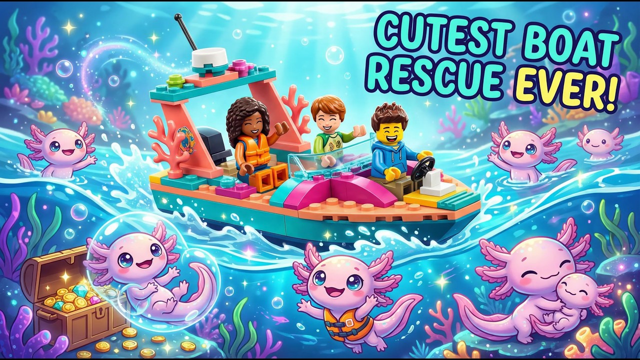 Cutest Axolotl Boat Adventure EVER! 🐠💦 LEGO Friends Underwater Rescue | Kids Fun Tube