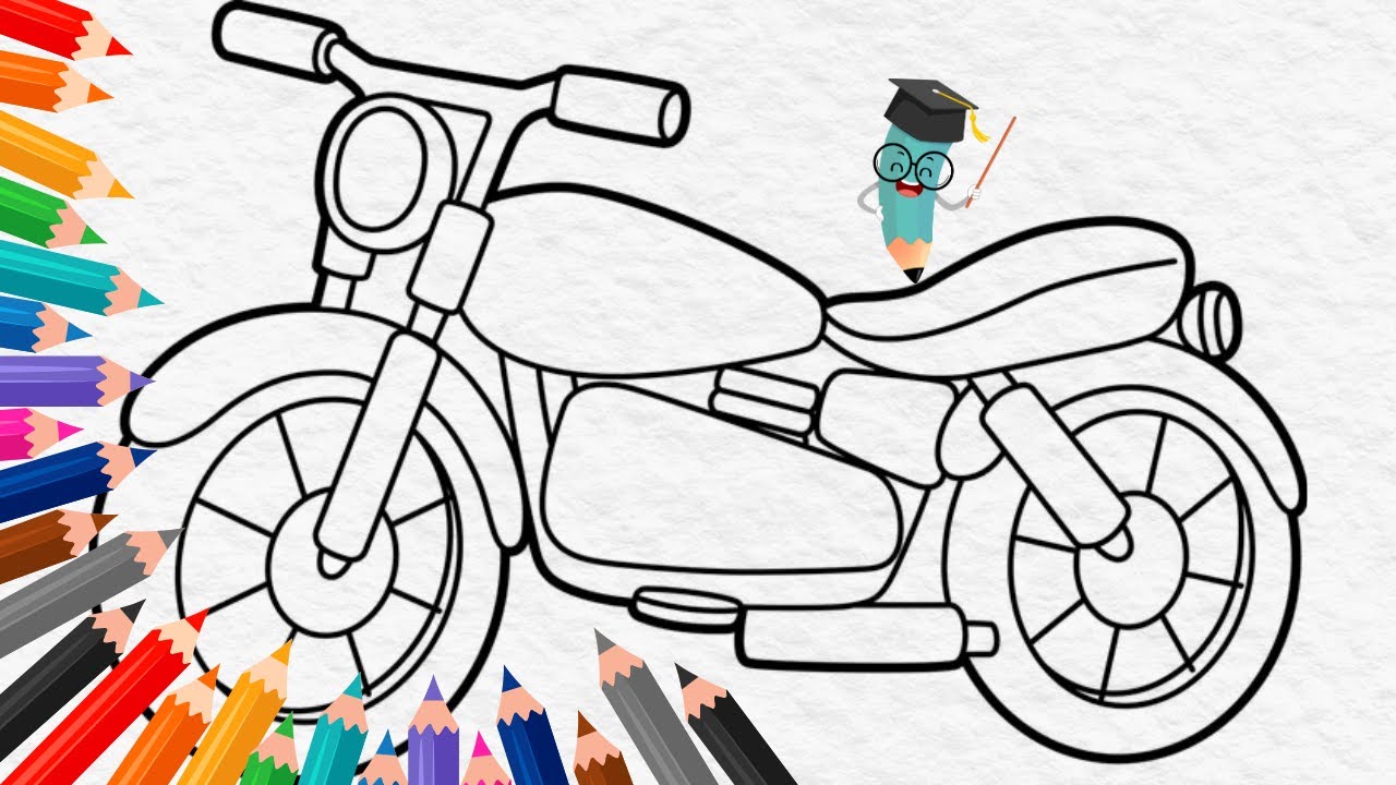 Motorcycle Coloring |  Bike Coloring Video for Kids | scooter Coloring