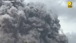Makapal na usok ng Mayon ang namataan sa Salvacion, Daraga, Albay na nasa loob ng 8km mula sa bulkan
