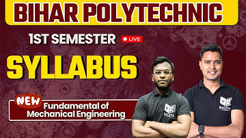 Fundamental of Mechanical Engineering New Syllabus 2024-25 for Bihar Polytechnic 1st Semester