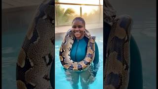 Swimming with my calm beauty 🐍#GiantPython #ExoticPetsLife #Snake#love