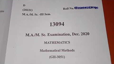M.A/M.sc. 3rd Sem (Mathematical Method) 2020 CCSU