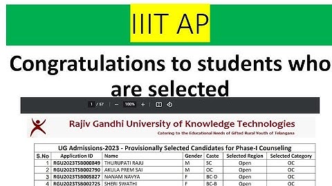 rgukt ap selection list 2023. iiit ap selection list 2023. AIIIT ap merit list 2023.