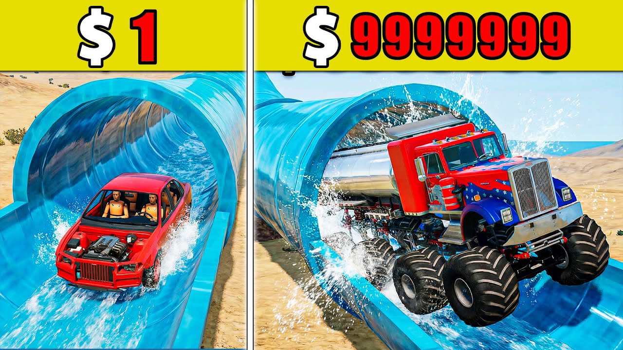 $1 vs $1,000,000丨Cars VS Stairs VS Roller Coaster Bridge  #97 - BeamNG.Drive Challenge