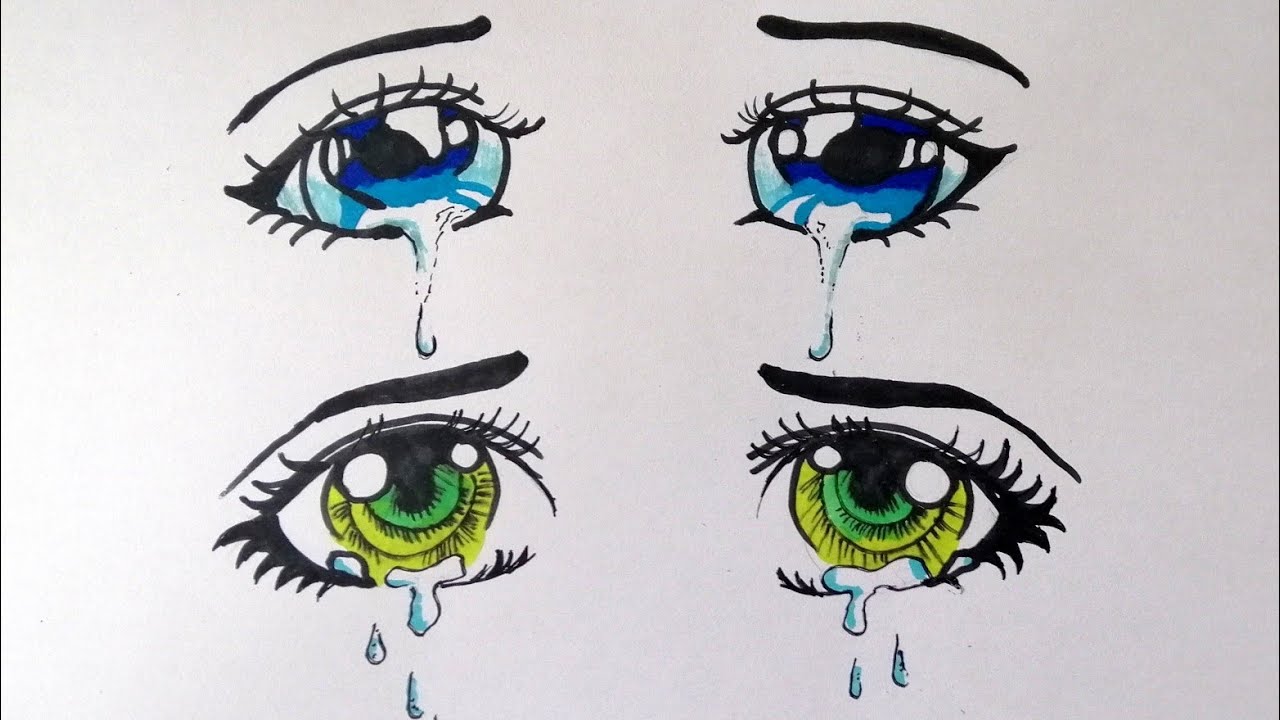 how to draw girl anime eyes crying