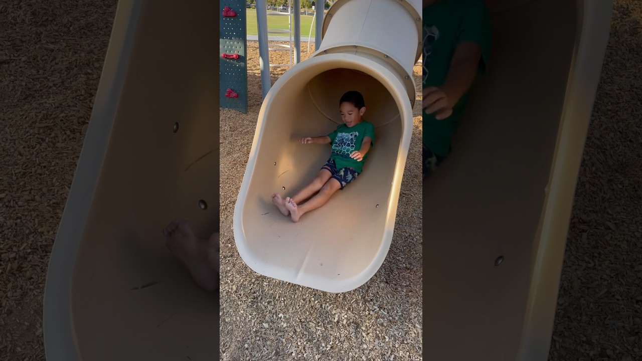 He’s brave now! First time doing the tunnel slide! 9/7/23 
