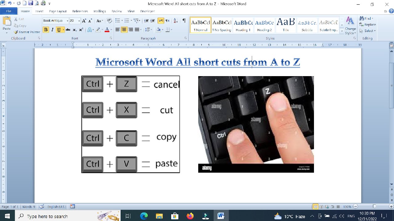 All keyboard shortcut keys of MS WORD from A to Z | MS word 2010 | Apna ...