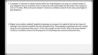 Math 208 : 8.1 #1 (Elementary Statistics Tutorial : Confidence Intervals)