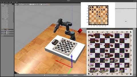 Gazebo simulation of UR3e playing chess with board visualizer