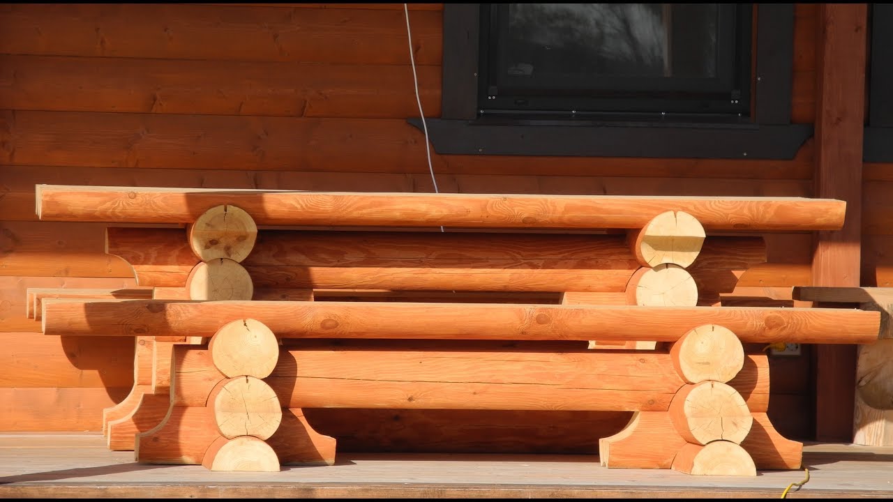 Стол с лавками из оцилиндрованного бревна №7. Цена в СПб 23 000 руб ...