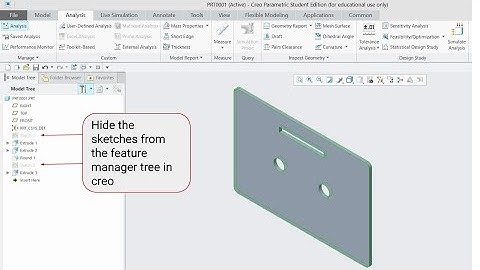 Hide the sketches from the feature manager tree in creo