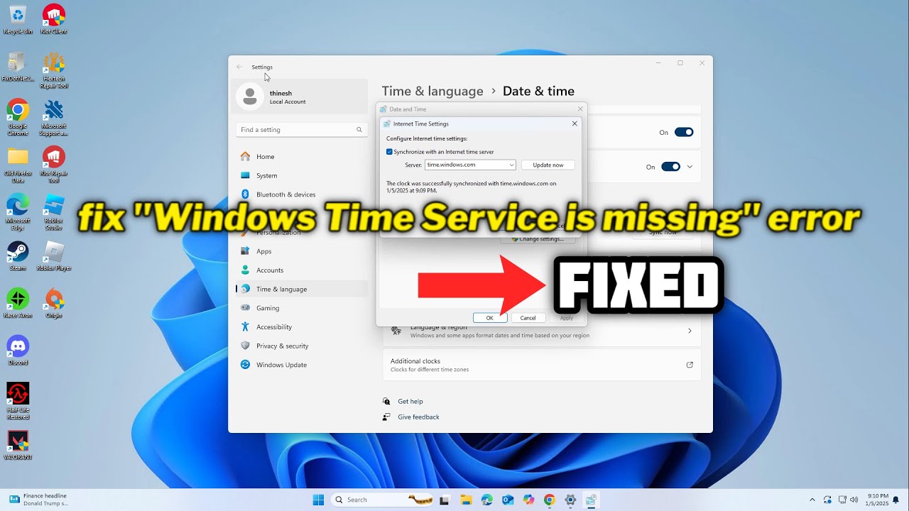 (FIXED) "Windows Time Service is missing" error