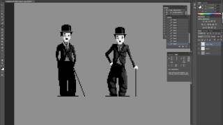Charlie Chaplin pixel art work process