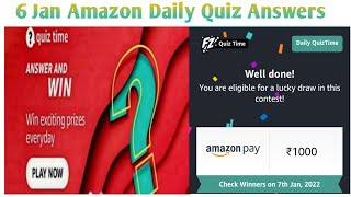 Amazon Daily Quiz Answers Participate In Quiz And Chance To Win Amazon Pay Balance. 6th January 2022