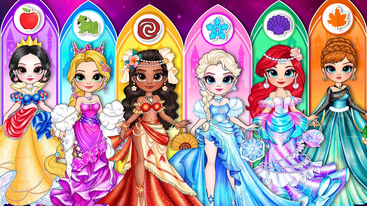 Disney Princess Glow Up Into Prom Fashion | DIY Paper Dolls & Craft